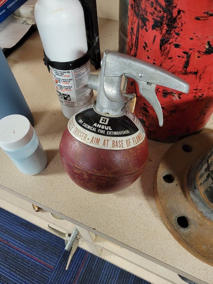 Vintage spherical dry chemical fire extinguisher
