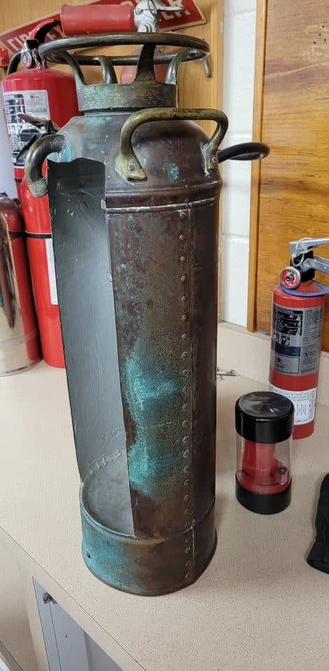 Antique copper soda-acid fire extinguisher
